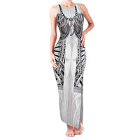 Samoan Traditional Art Tattoos Family Matching Tank Maxi Dress and Hawaiian Shirt Tatau Tribal Motifs with Ula Nifo White - Polynesian Pride