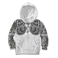 Samoan Traditional Art Tattoos Kid Hoodie Tatau Tribal Motifs with Ula Nifo White - Polynesian Pride