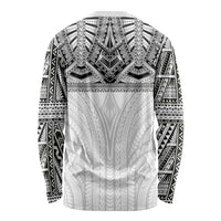 Samoan Traditional Art Tattoos Long Sleeve Shirt Tatau Tribal Motifs with Ula Nifo White - Polynesian Pride
