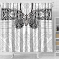 Samoan Traditional Art Tattoos Shower Curtain Tatau Tribal Motifs with Ula Nifo White - Polynesian Pride