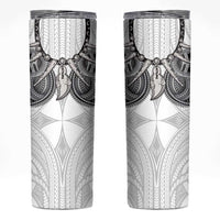 Samoan Traditional Art Tattoos Skinny Tumbler Tatau Tribal Motifs with Ula Nifo White - Polynesian Pride