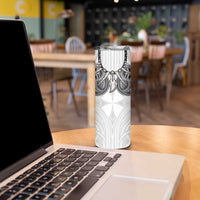 Samoan Traditional Art Tattoos Skinny Tumbler Tatau Tribal Motifs with Ula Nifo White - Polynesian Pride