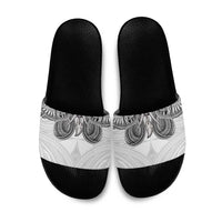 Samoan Traditional Art Tattoos Slide Sandals Tatau Tribal Motifs with Ula Nifo White - Polynesian Pride