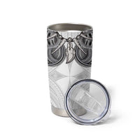 Samoan Traditional Art Tattoos Tumbler Cup Tatau Tribal Motifs with Ula Nifo White - Polynesian Pride