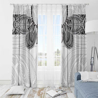 Samoan Traditional Art Tattoos Window Curtain Tatau Tribal Motifs with Ula Nifo White - Polynesian Pride