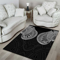 Samoan Traditional Art Tattoos Area Rug Tatau Roman Reigns Black Color - Polynesian Pride