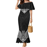 Samoan Traditional Art Tattoos Family Matching Mermaid Dress and Hawaiian Shirt Tatau Roman Reigns Black Color - Polynesian Pride