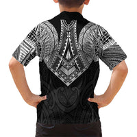 Samoan Traditional Art Tattoos Family Matching Off The Shoulder Long Sleeve Dress and Hawaiian Shirt Tatau Roman Reigns Black Color LT03 - Polynesian Pride