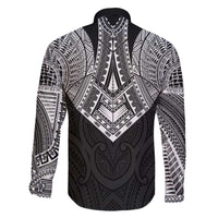 Samoan Traditional Art Tattoos Family Matching Off The Shoulder Long Sleeve Dress and Hawaiian Shirt Tatau Roman Reigns Black Color - Polynesian Pride
