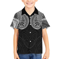 Samoan Traditional Art Tattoos Family Matching Off Shoulder Maxi Dress and Hawaiian Shirt Tatau Roman Reigns Black Color LT03 Son's Shirt Black - Polynesian Pride