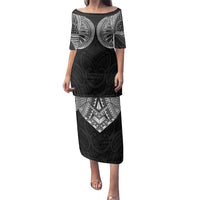 Samoan Traditional Art Tattoos Family Matching Puletasi and Hawaiian Shirt Tatau Roman Reigns Black Color LT03 Mom's Dress Black - Polynesian Pride