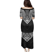 Samoan Traditional Art Tattoos Family Matching Puletasi and Hawaiian Shirt Tatau Roman Reigns Black Color LT03 - Polynesian Pride
