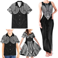 Samoan Traditional Art Tattoos Family Matching Tank Maxi Dress and Hawaiian Shirt Tatau Roman Reigns Black Color LT03 - Polynesian Pride