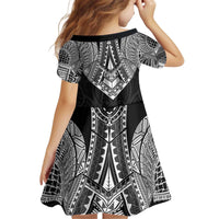 Samoan Traditional Art Tattoos Kid Short Sleeve Dress Tatau Roman Reigns Black Color - Polynesian Pride