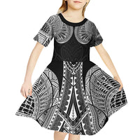 Samoan Traditional Art Tattoos Kid Short Sleeve Dress Tatau Roman Reigns Black Color - Polynesian Pride