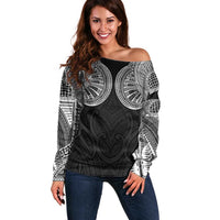Samoan Traditional Art Tattoos Off Shoulder Sweater Tatau Roman Reigns Black Color - Polynesian Pride