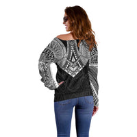 Samoan Traditional Art Tattoos Off Shoulder Sweater Tatau Roman Reigns Black Color - Polynesian Pride