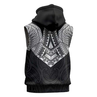 Samoan Traditional Art Tattoos Sleeveless Zip Hoodie Tatau Roman Reigns Black Color - Polynesian Pride