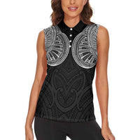 Samoan Traditional Art Tattoos Women Sleeveless Polo Shirt Tatau Roman Reigns Black Color - Polynesian Pride