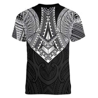 Samoan Traditional Art Tattoos Women V-Neck T-Shirt Tatau Roman Reigns Black Color - Polynesian Pride