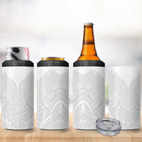 Samoan Traditional Art Tattoos 4 in 1 Can Cooler Tumbler Tatau Roman Reigns White Color - Polynesian Pride