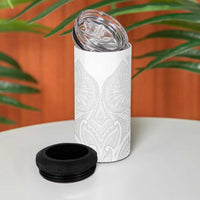 Samoan Traditional Art Tattoos 4 in 1 Can Cooler Tumbler Tatau Roman Reigns White Color - Polynesian Pride