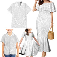 Samoan Traditional Art Tattoos Family Matching Mermaid Dress and Hawaiian Shirt Tatau Roman Reigns White Color LT03 - Polynesian Pride