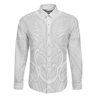 Samoan Traditional Art Tattoos Family Matching Mermaid Dress and Hawaiian Shirt Tatau Roman Reigns White Color LT03 Dad's Shirt - Long Sleeve White - Polynesian Pride