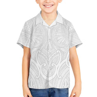Samoan Traditional Art Tattoos Family Matching Off The Shoulder Long Sleeve Dress and Hawaiian Shirt Tatau Roman Reigns White Color LT03 Son's Shirt White - Polynesian Pride