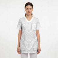 Samoan Traditional Art Tattoos Scrub Top Tatau Roman Reigns White Color - Polynesian Pride