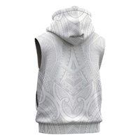 Samoan Traditional Art Tattoos Sleeveless Hoodie Tatau Roman Reigns White Color - Polynesian Pride