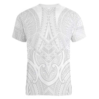 Samoan Traditional Art Tattoos Women V-Neck T-Shirt Tatau Roman Reigns White Color - Polynesian Pride