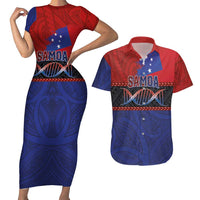 Personalised Samoan DNA-Proud of Samoa Couples Matching Short Sleeve Bodycon Dress and Hawaiian Shirt Polynesian Patterns - Polynesian Pride