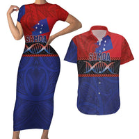 Personalised Samoan DNA-Proud of Samoa Couples Matching Short Sleeve Bodycon Dress and Hawaiian Shirt Polynesian Patterns - Polynesian Pride