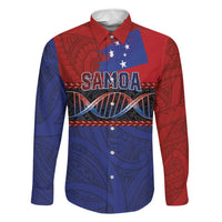 Personalised Samoan DNA-Proud of Samoa Family Matching Off Shoulder Maxi Dress and Hawaiian Shirt Polynesian Patterns LT03 Dad's Shirt - Long Sleeve Multicolor - Polynesian Pride