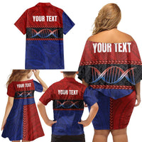 Personalised Samoan DNA-Proud of Samoa Family Matching Off Shoulder Short Dress and Hawaiian Shirt Polynesian Patterns LT03 - Polynesian Pride