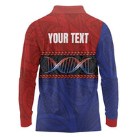 Personalised Samoan DNA-Proud of Samoa Long Sleeve Polo Shirt Polynesian Patterns - Polynesian Pride