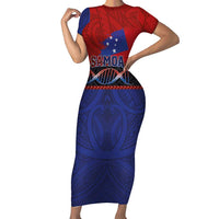 Personalised Samoan DNA-Proud of Samoa Short Sleeve Bodycon Dress Polynesian Patterns LT03 Long Dress Multicolor - Polynesian Pride