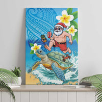Polynesian Merry Christmas Canvas Wall Art Funny Santa with Sea Turtle Beach Plumeria - Polynesian Pride