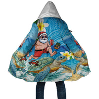 Polynesian Merry Christmas Cloak Funny Santa with Sea Turtle Beach Plumeria - Polynesian Pride