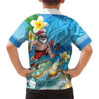 Polynesian Merry Christmas Family Matching Mermaid Dress and Hawaiian Shirt Funny Santa with Sea Turtle Beach Plumeria LT03 - Polynesian Pride