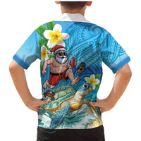 Polynesian Merry Christmas Family Matching Mermaid Dress and Hawaiian Shirt Funny Santa with Sea Turtle Beach Plumeria - Polynesian Pride