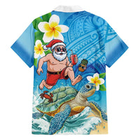 Polynesian Merry Christmas Family Matching Short Sleeve Bodycon Dress and Hawaiian Shirt Funny Santa with Sea Turtle Beach Plumeria LT03 - Polynesian Pride