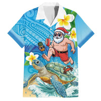 Polynesian Merry Christmas Family Matching Summer Maxi Dress and Hawaiian Shirt Funny Santa with Sea Turtle Beach Plumeria - Polynesian Pride