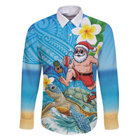 Polynesian Merry Christmas Family Matching Summer Maxi Dress and Hawaiian Shirt Funny Santa with Sea Turtle Beach Plumeria - Polynesian Pride