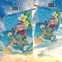 Polynesian Merry Christmas Garden Flag Funny Santa with Sea Turtle Beach Plumeria - Polynesian Pride