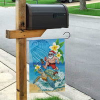 Polynesian Merry Christmas Garden Flag Funny Santa with Sea Turtle Beach Plumeria - Polynesian Pride