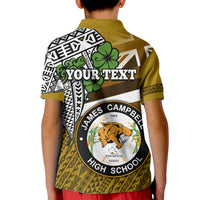 Hawaii James Campbell High School Kid Polo Shirt Kakau Pattern Gold Color Version LT03 - Polynesian Pride