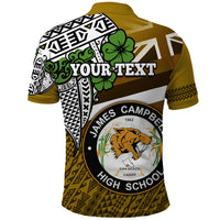 Hawaii James Campbell High School Polo Shirt Kakau Pattern Gold Color Version LT03 - Polynesian Pride