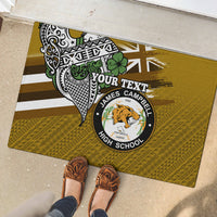 Hawaii James Campbell High School Rubber Doormat Kakau Pattern Gold Color Version LT03 - Polynesian Pride